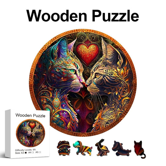 Cat of Hearts Wooden Puzzle