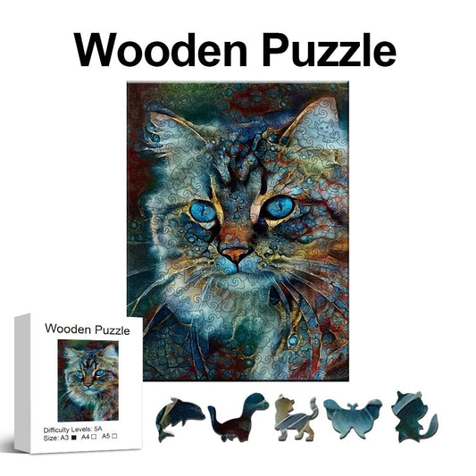 Bob the Cat Oil Painting Wooden Puzzle
